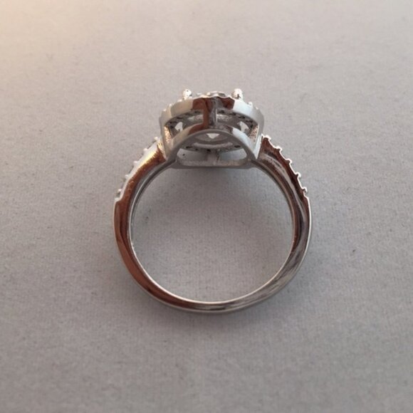 Sterling silver halo CZ ring - Picture 4 of 4